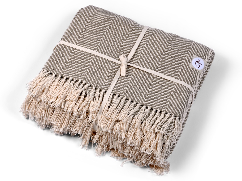 Item Coperta da meditazione in cotone biologico Motivo a spina di pesce in cotone biologico