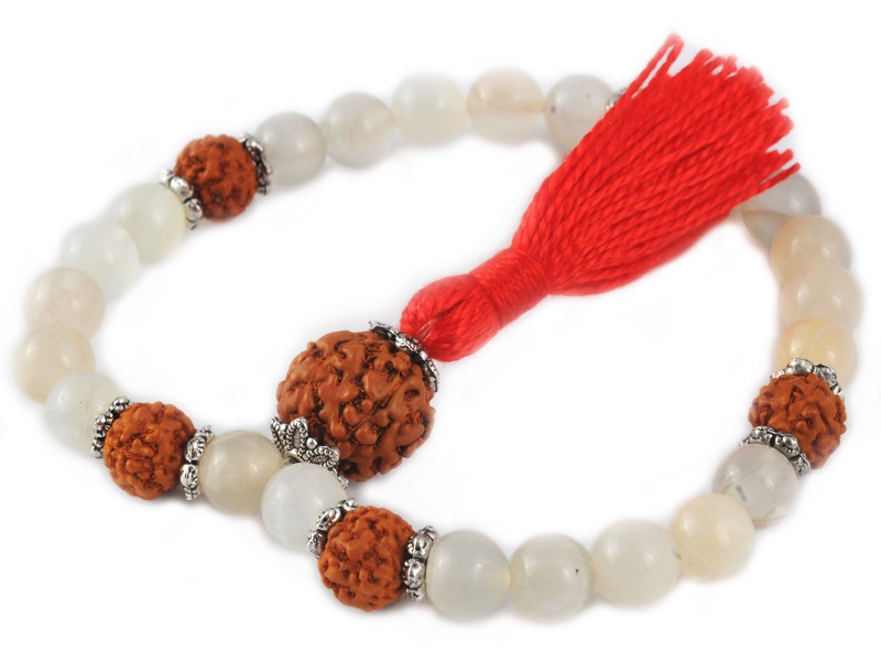Item Mala 27 perles Pierre de Lune & Rudraksha
