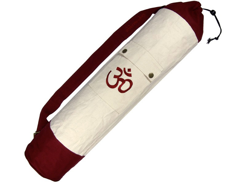 Item Borsa per tappetino yoga 100% cotone organico 71 cm x 15 cm Ecru/Bordeaux