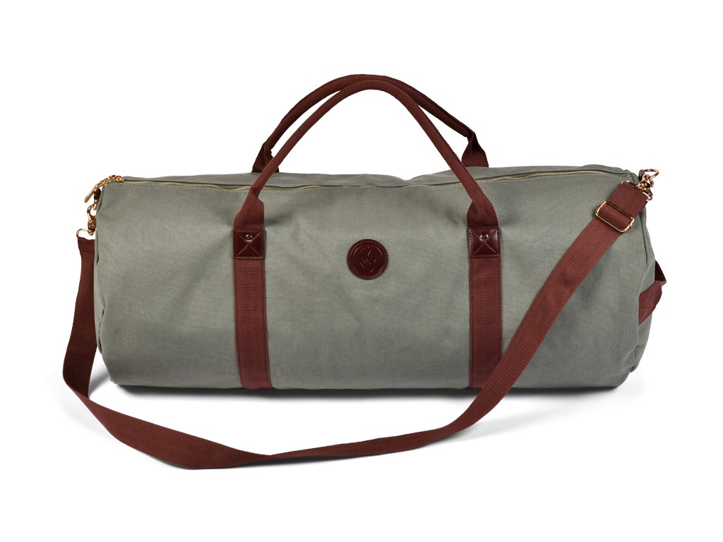 Item Borsa porta tappetino da yoga per esterni in cotone biologico e pelle vegana - color kaki 30 cm x 70 cm
