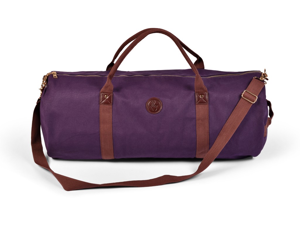 Item Borsa porta tappetino yoga Adventurer in cotone biologico e pelle vegana - Prugna 30 cm x 70 cm