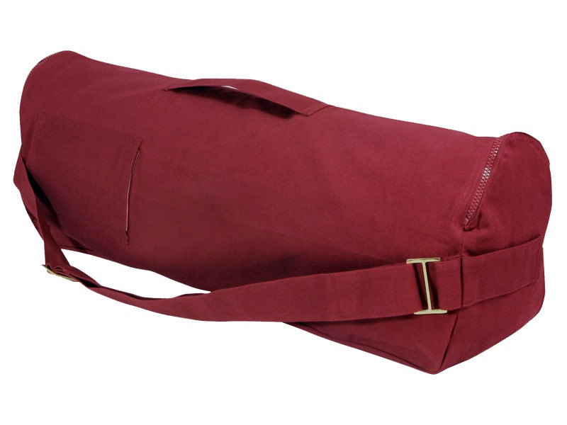 Item Elegante e pratica borsa porta tappetino da yoga in cotone biologico al 100%, 80 cm x 17 cm. Bordeaux