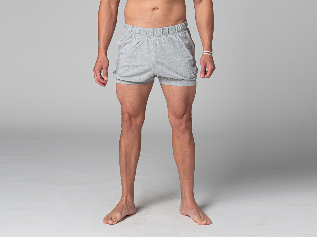 Item Pantaloncini tradizionali da uomo Iyengar - cotone biologico Grigio