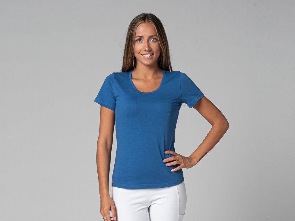 Item T-Shirt TARA M/C Col Large 100% Bio Bleu Chaud