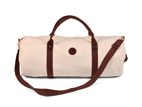 Borsa porta tappetino da yoga per esterni in cotone biologico e pelle vegana - Ecru
